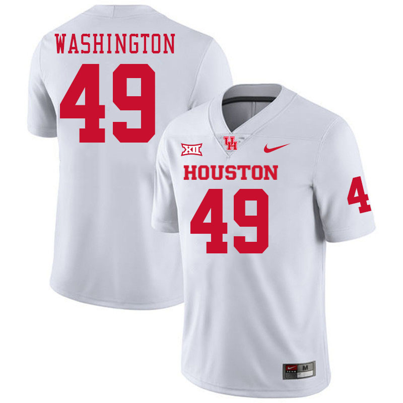 Men #49 Darius Washington Houston Cougars College Football Jerseys Stitched-White